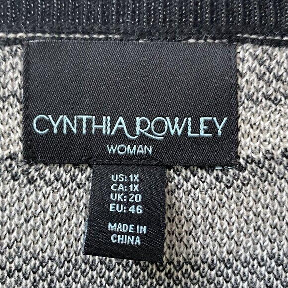 Cynthia Rowley Long Cardigan Plus Size 1X Open Sweater Black Aztec Wool Blend Du - Picture 6 of 10